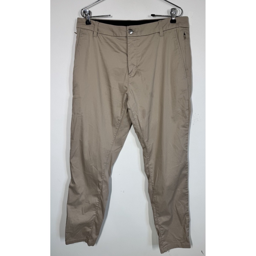 Birddogs Golf Lined‎ Pants Mens 34x32 Khaki Chino Stretch Performance Zip Pocket